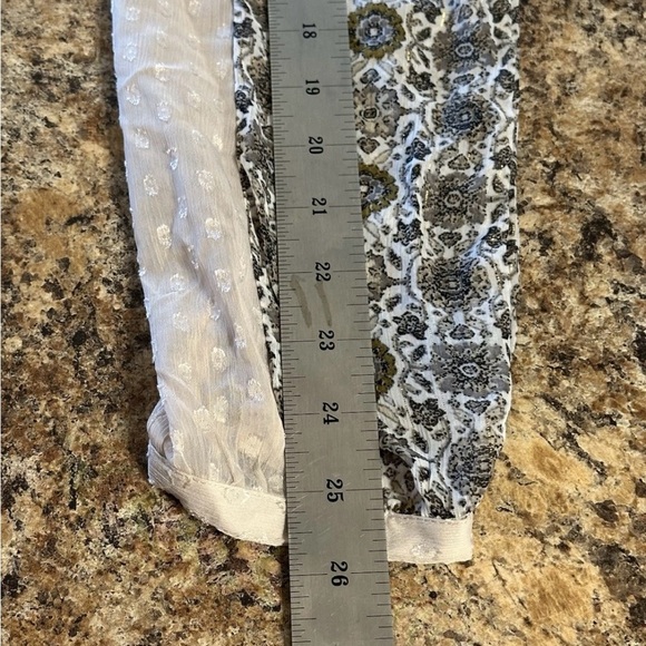 Roz Ali Boho Womens Long Sleeve Sheer Geometric Pattern Blouse Tie Neck Size Med - Picture 10 of 14